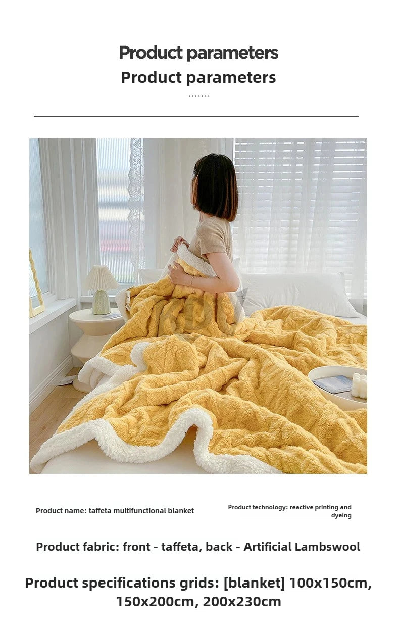 Double-Layer Fleece Blanket – Plush Sofa & Bed Comfort