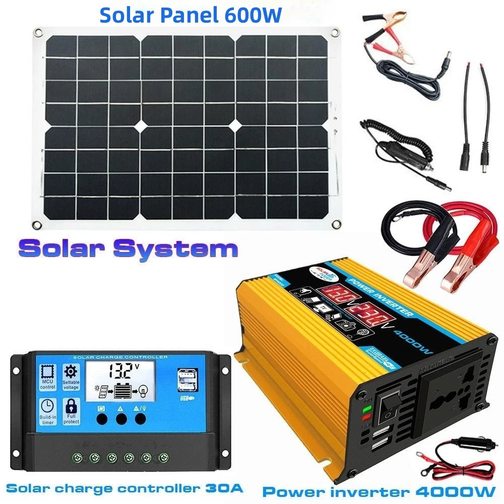 4000W Solar Inverter Kit – 12V to 110V/220V Solar Panel System with Charge Controller
