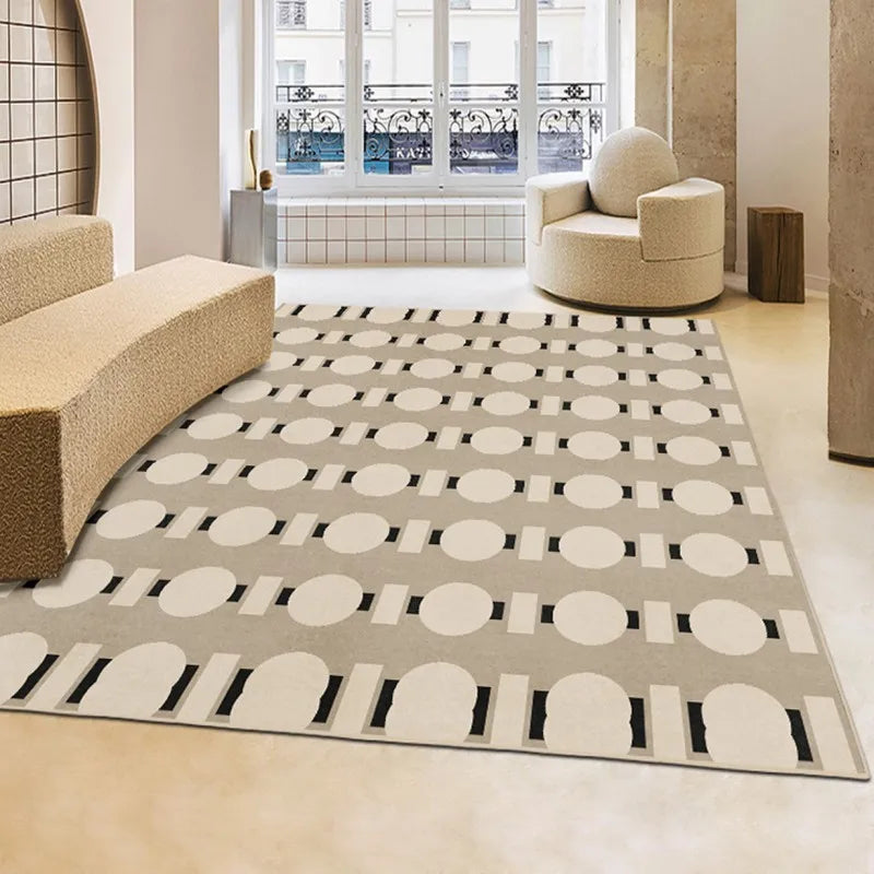 French Retro Checkerboard Plush Rug – Large Area Plaid Carpet for Bedroom & Living Room, 20 Styles & 10 Sizes