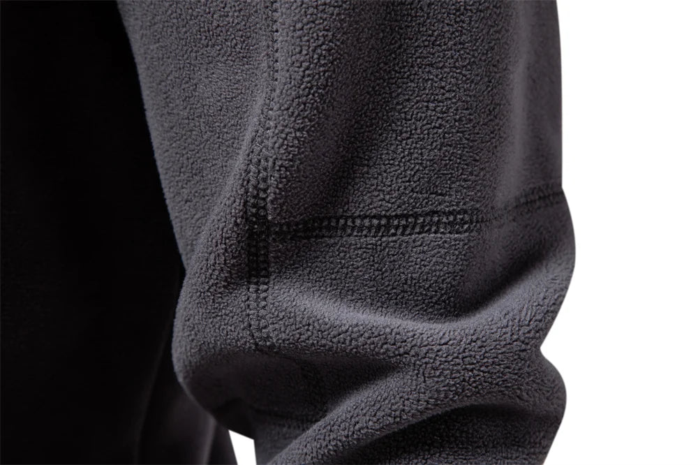 Men's Zip Neck Fleece Pullover Sweatshirt — Quarter-Zip Warm Layering Top
