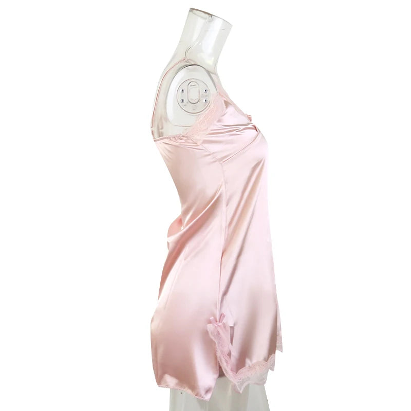 Women's Sexy Lace V-Neck Sleeveless Nightdress – Suspender Sleepwear for Ladies