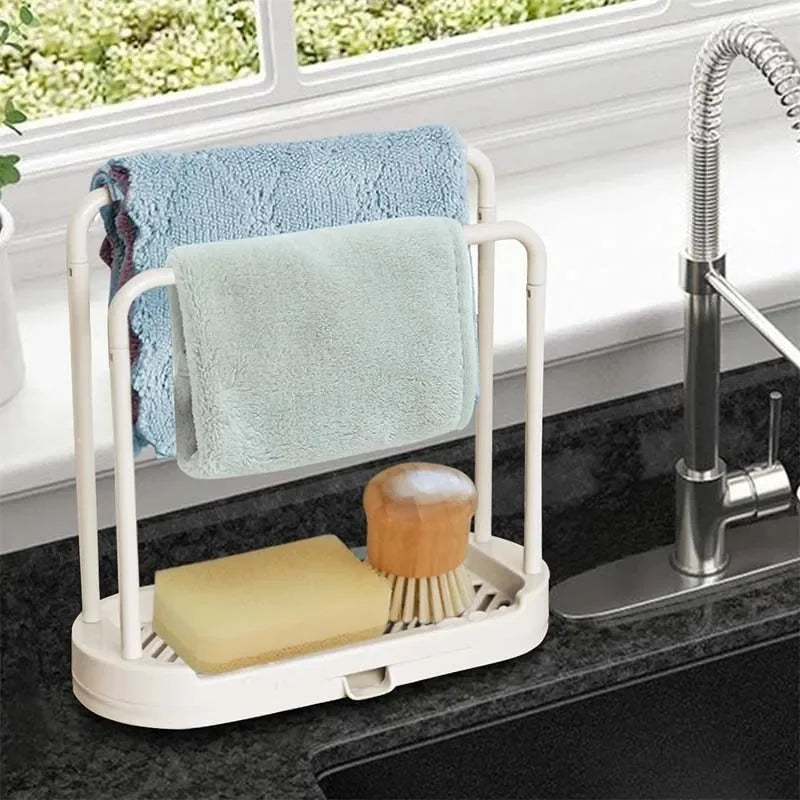 Kitchen Sink Drain Storage Basket — 2-Piece Sponge & Rag Drainage Shelf Organizer