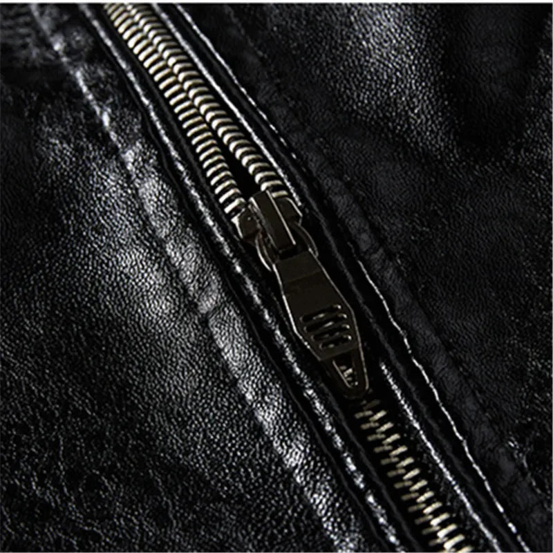 Men's Fleece-Style Faux Leather Jacket – Stand Collar