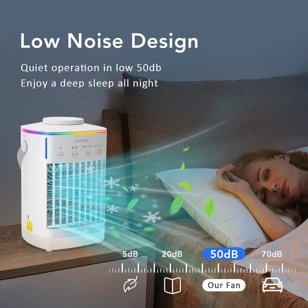 Portable Desktop Air Cooler Fan – Rechargeable Spray Mist Cooling for Home & Office