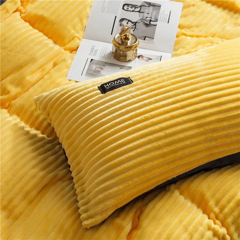 Thick Velvet Duvet Cover Set – Warm Solid Color 3-Piece Bedding, 12 Colors & 4 Sizes
