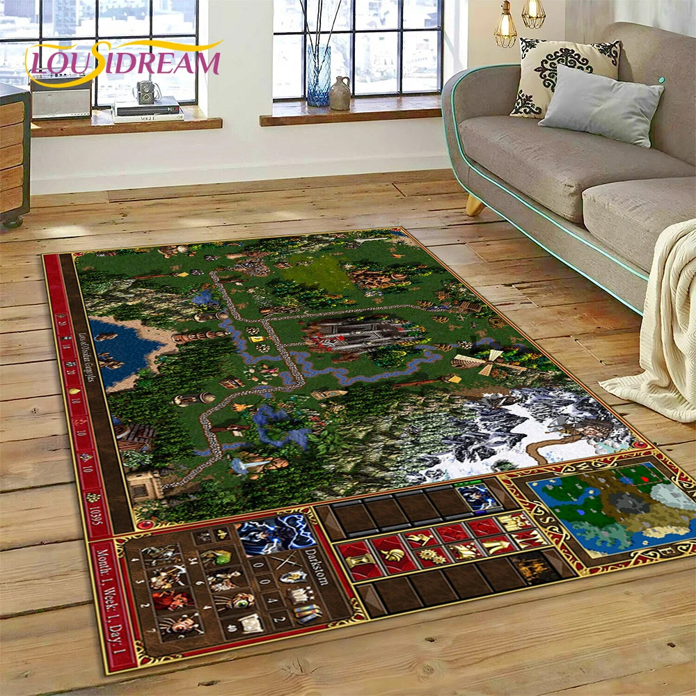 Heroes of Might & Magic Retro Gaming Rug – Non-Slip Floor Mat for Living Room, Bedroom & Sofa, 27 Designs & 9 Sizes