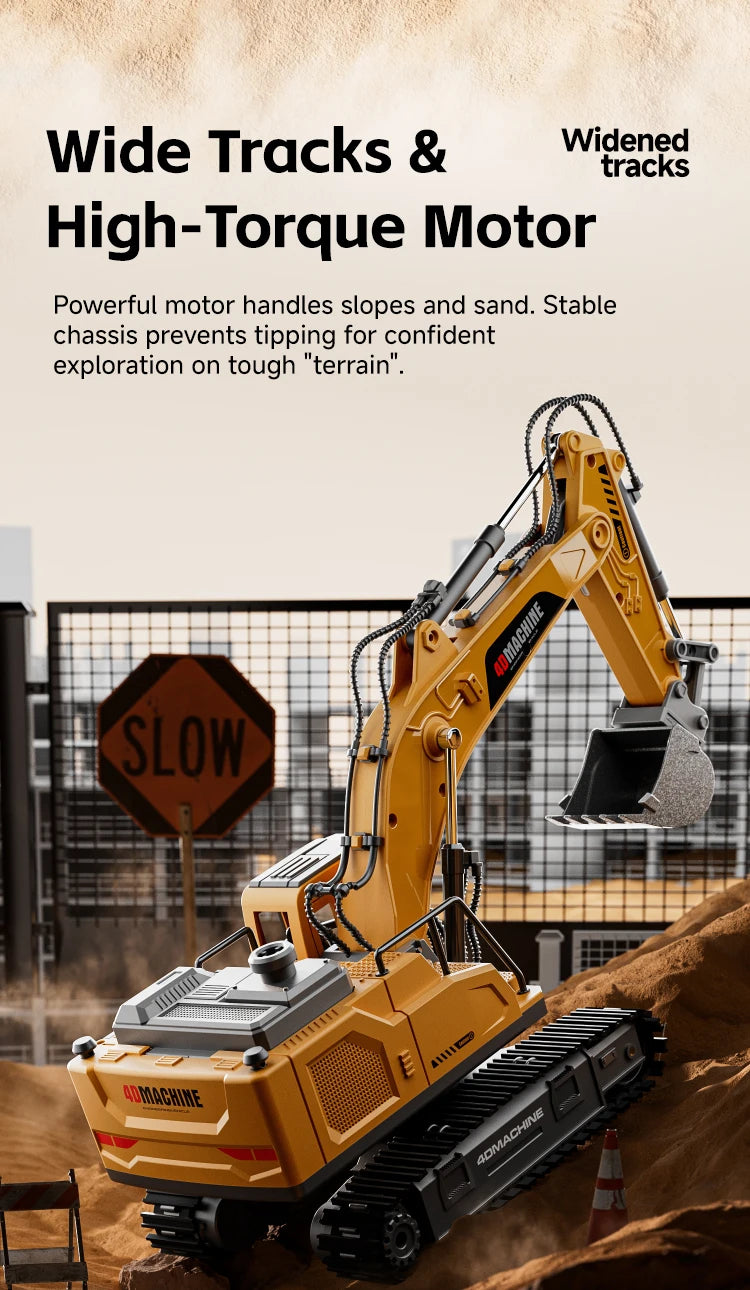 14-Channel 3-in-1 RC Excavator with Mist Spray – Alloy Remote Control Construction Truck