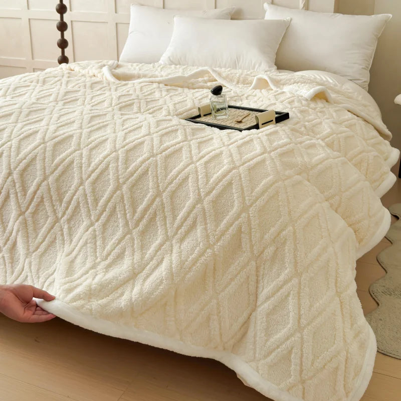 Soft Warm Lamb Fleece Blanket for Bed Sofa Winter Fall and Winter Cozy Flannel Cover for Office Nap Air Conditioning