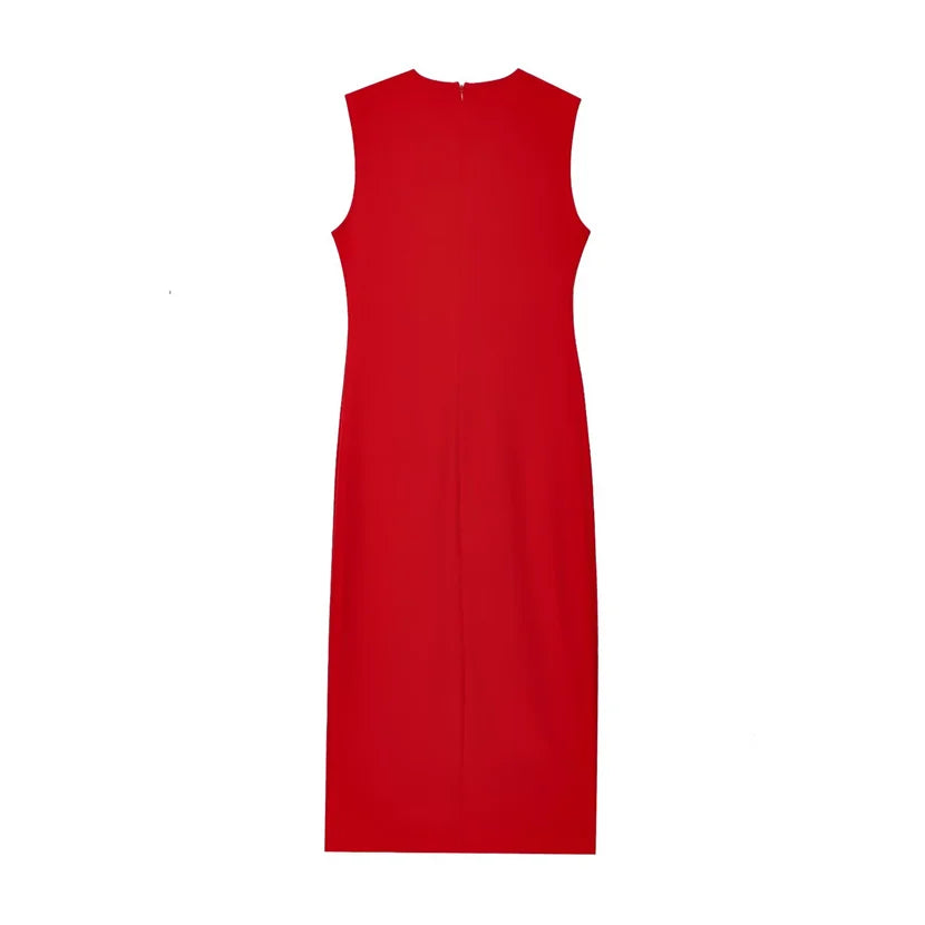 Button-Up Sleeveless Sundress — Slim A-Line Midi Casual Elegant Dress