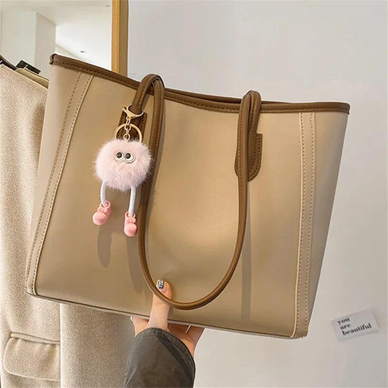 FXZLLQ Korean Style PU Leather Underarm Tote Shoulder Bag – Versatile Casual Handbag for Women Daily Use