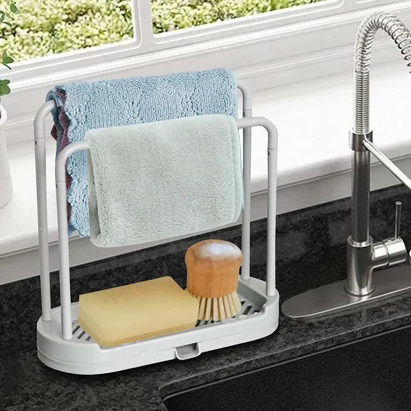Kitchen Sink Drain Storage Basket — 2-Piece Sponge & Rag Drainage Shelf Organizer