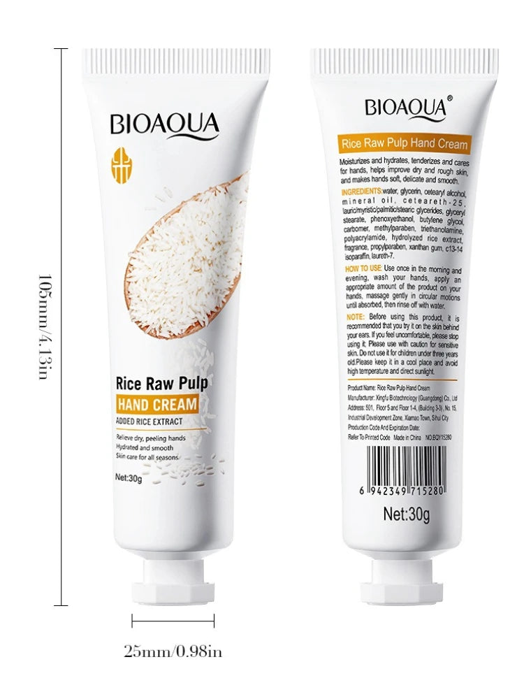 Rice Hand Cream Volumizing Rejuvenating Nourishing Moisturizing Refreshing Non-Greasy Hand Care Cream 30g