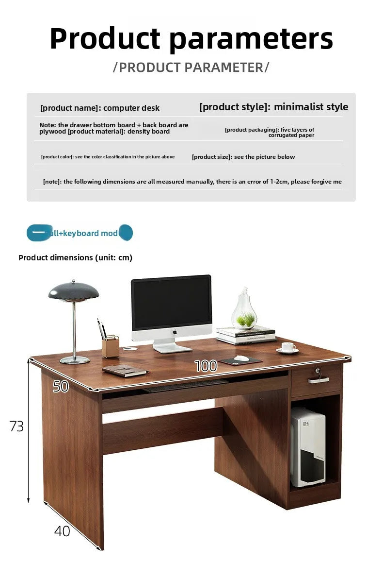 Modern Minimalist Writing & Computer Desk — Durable Wood Office Desk in Oak & Dark Walnut