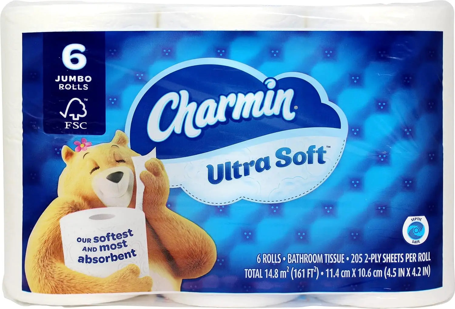 Soft. Strong. Septic Safe. — Ultra-Soft Jumbo Toilet Paper Rolls | 6 Jumbo Rolls, 205 Sheets Each, 2-Ply, Pure White, Eco-Friendly