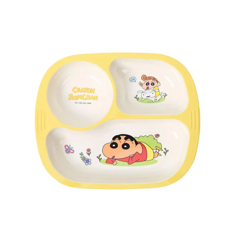 Crayon Cartoon Children's Bowl Set — Soup Bowl & Divided Plate
