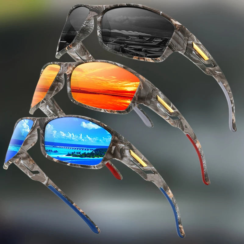 Sports Polarized Sunglasses | Camouflage Wraparound Frame UV400 for Driving & Fishing