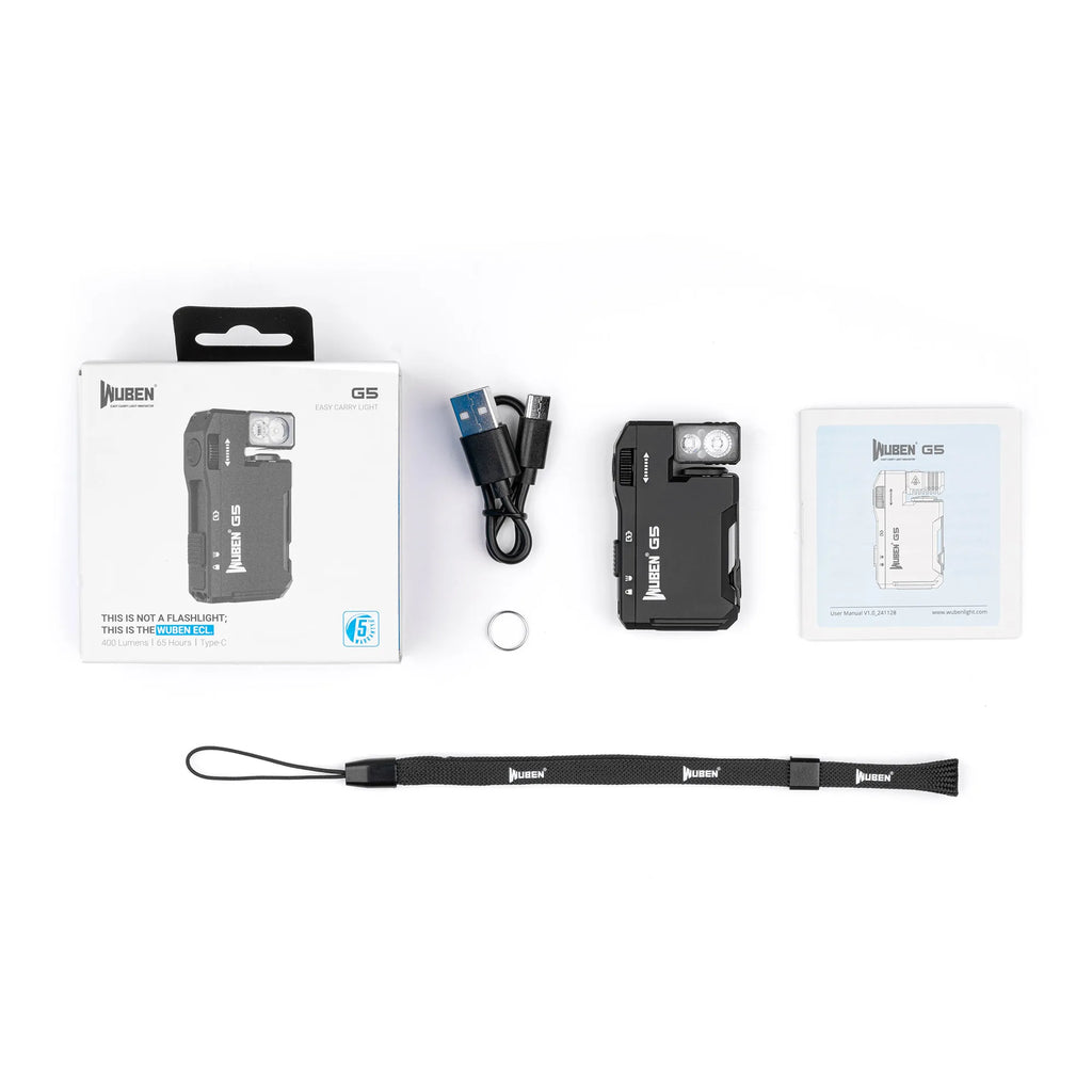 Wuben G5 EDC Pocket Flashlight – 400 Lumens, Dual Light Sources, RGB & USB-C Rechargeable