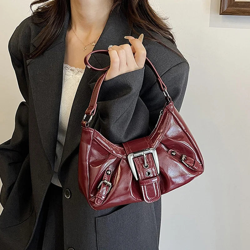 Y2K Retro Pleated Hobo Shoulder Bag – Maillard Style Underarm Clutch for Women