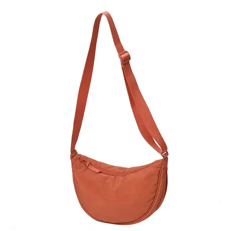 Nylon Dumpling Shoulder Bag – Large Capacity Women's Travel & Commuter Bag in Solid Colors