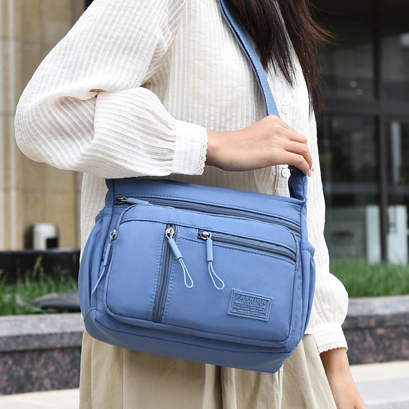 Fashion Women's Crossbody Bag Multi-Pockets High-Quality Waterproof Nylon Large Capacity Shoulder Messenger Handbag