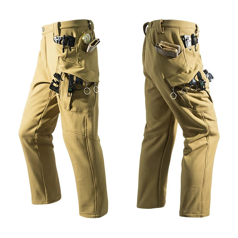 Men's Fleece Softshell Cargo Hiking Pants — Outdoor Tactical Trousers M–5XL