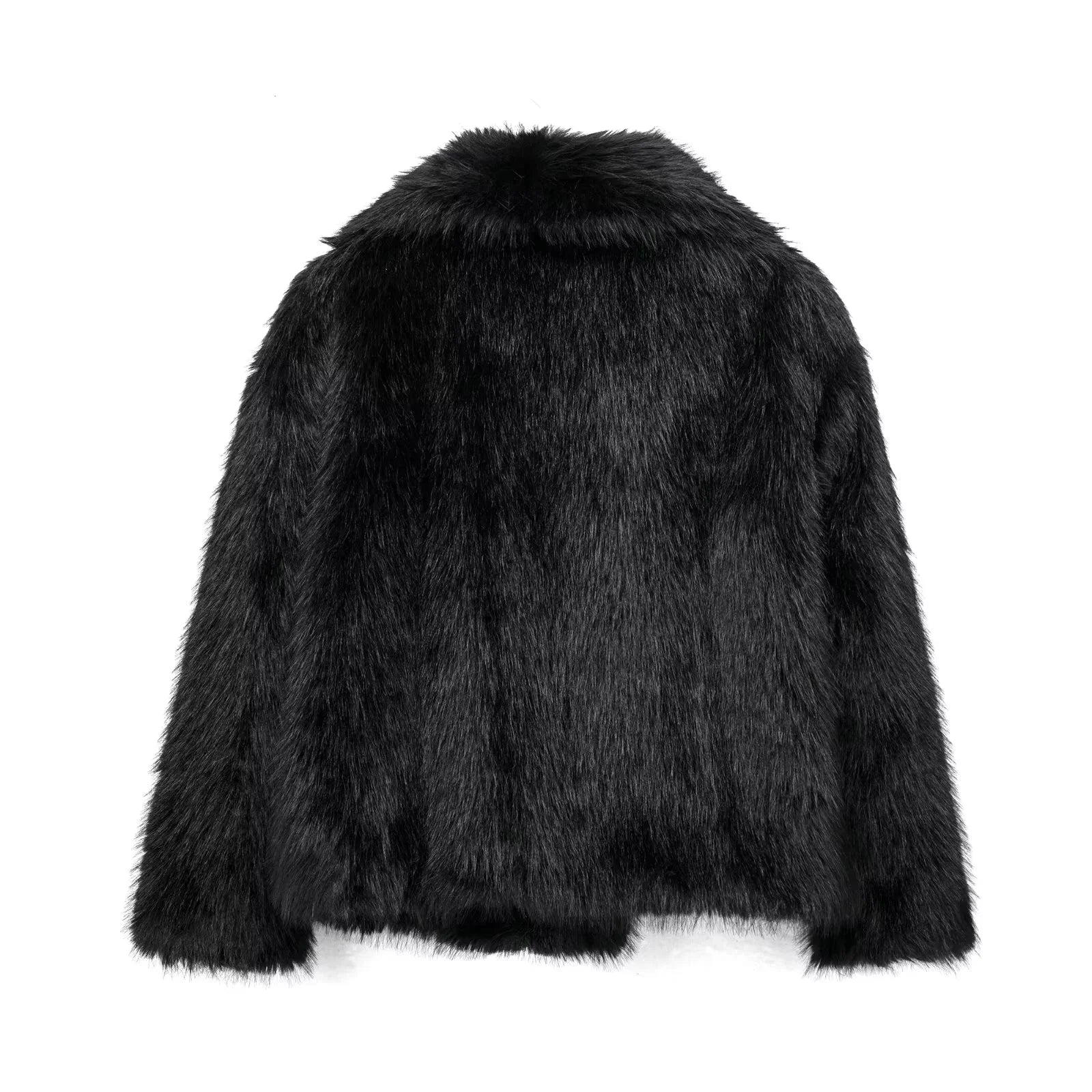 Women's Oversized Faux Fur Jacket – Single-Breasted Elegant Warm Coat