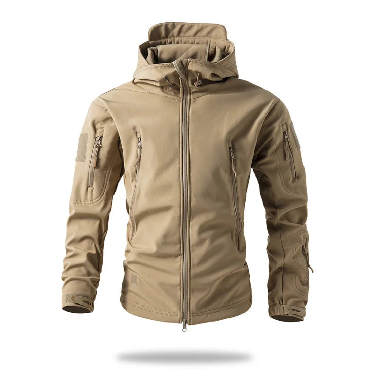 Men's Soft Shell Tactical Fleece Hooded Jacket