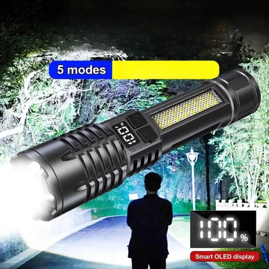 100000LM Super Bright Rechargeable LED Flashlight – Long Range Waterproof Camping Torch
