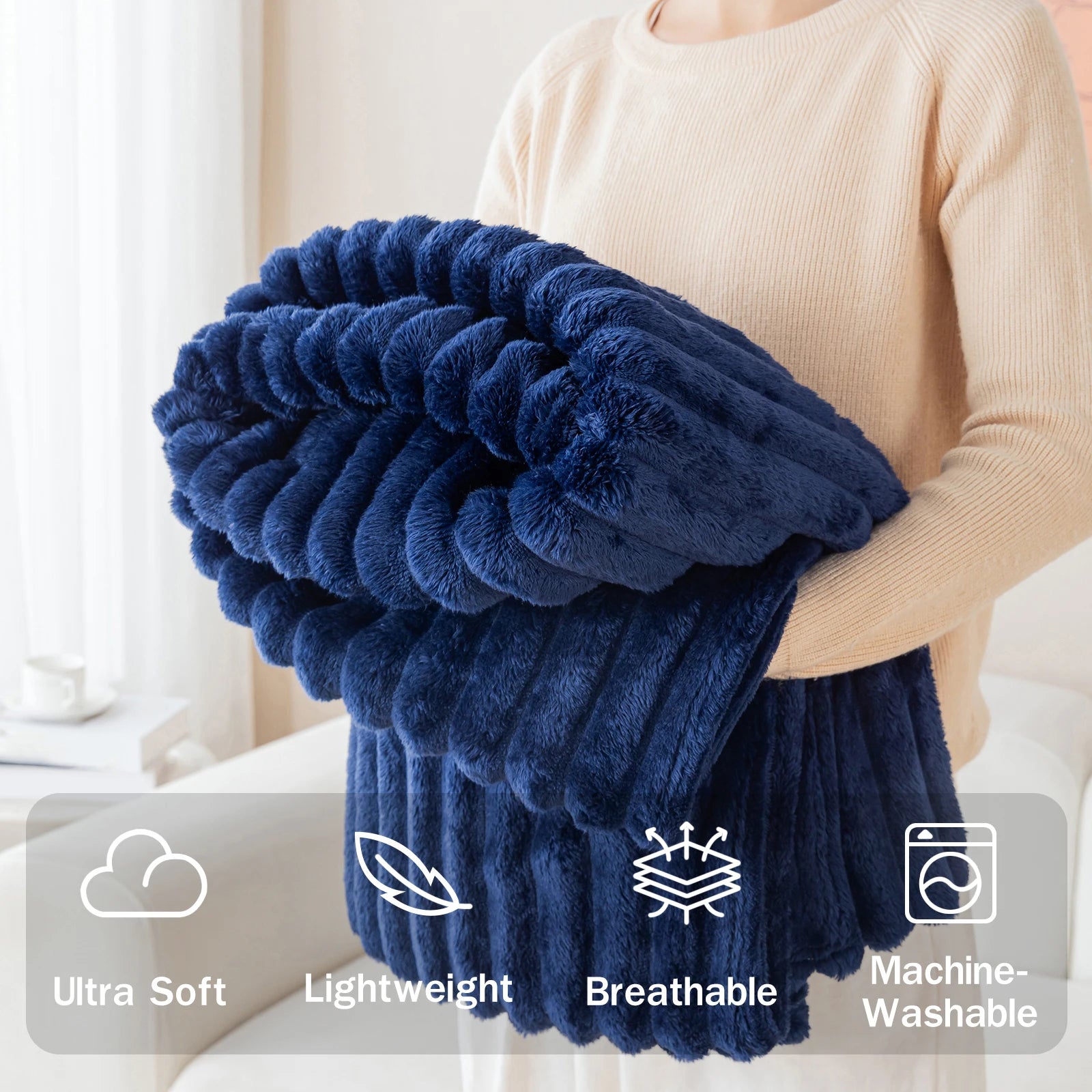 Soft Flannel Blanket – Warm Nap Throw in Multiple Colors, Christmas Gift Blanket