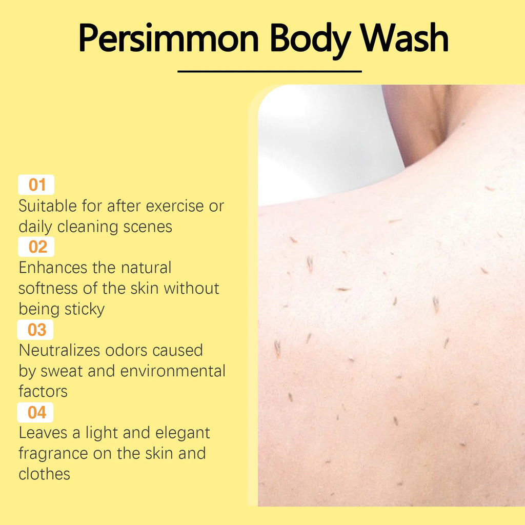 Persimmon Body Wash Gel — Gentle Cleansing, Moisturizing & Body Odor Remover Shower Gel 100ml