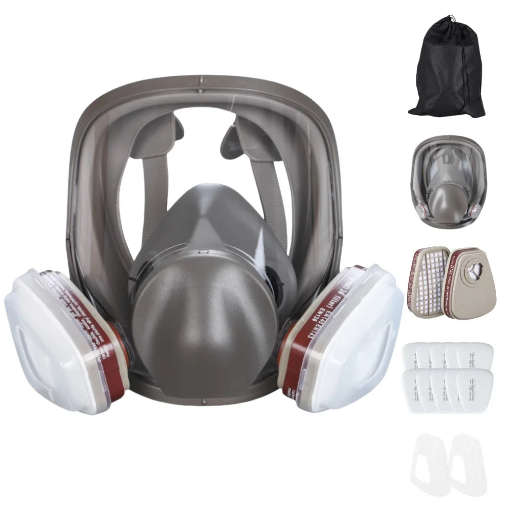 27-in-1 Industrial Full Face Gas Mask Respirator Kit