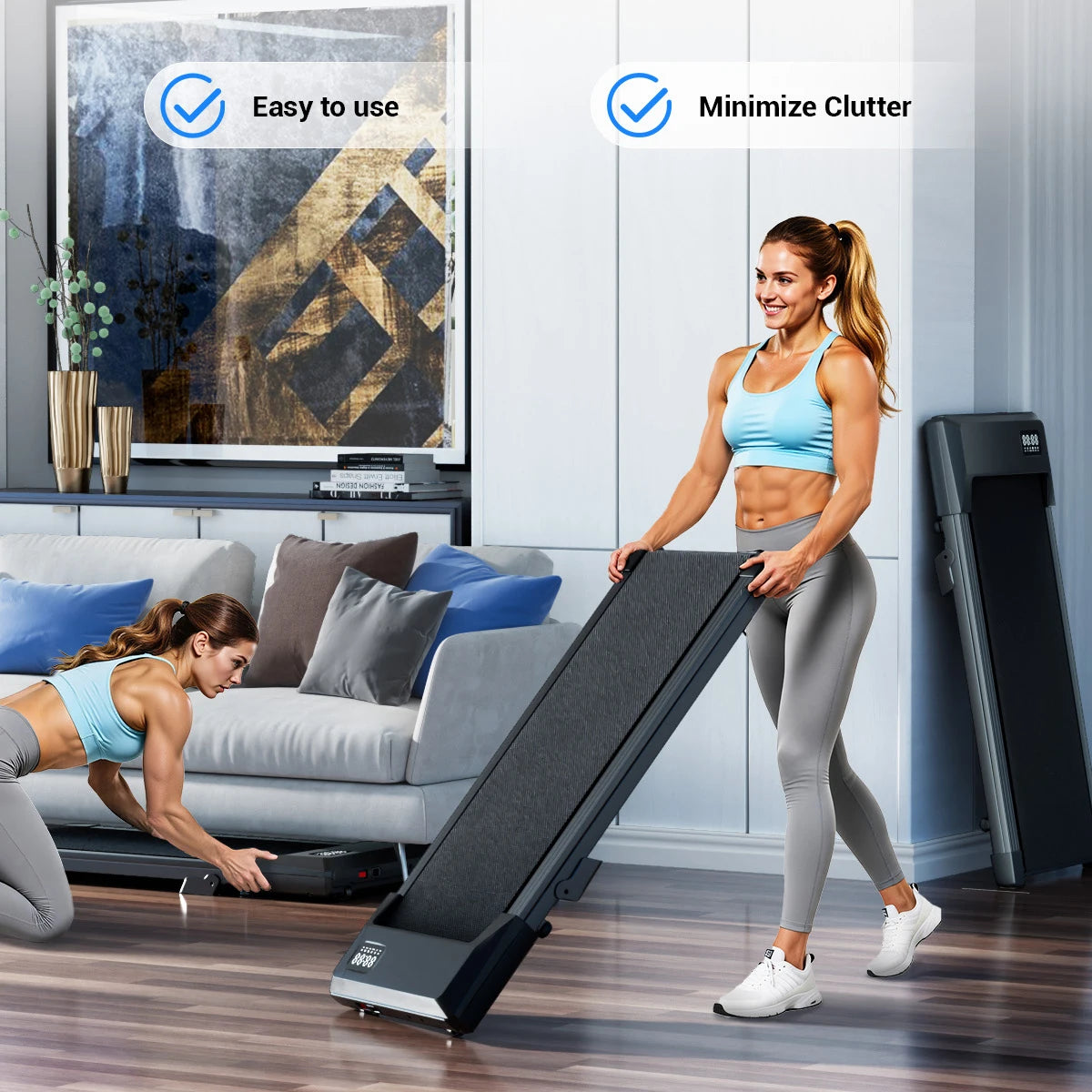Under Desk Treadmill Walking Pad — 2.5HP, 300 lb Capacity, Bluetooth App, LED Display