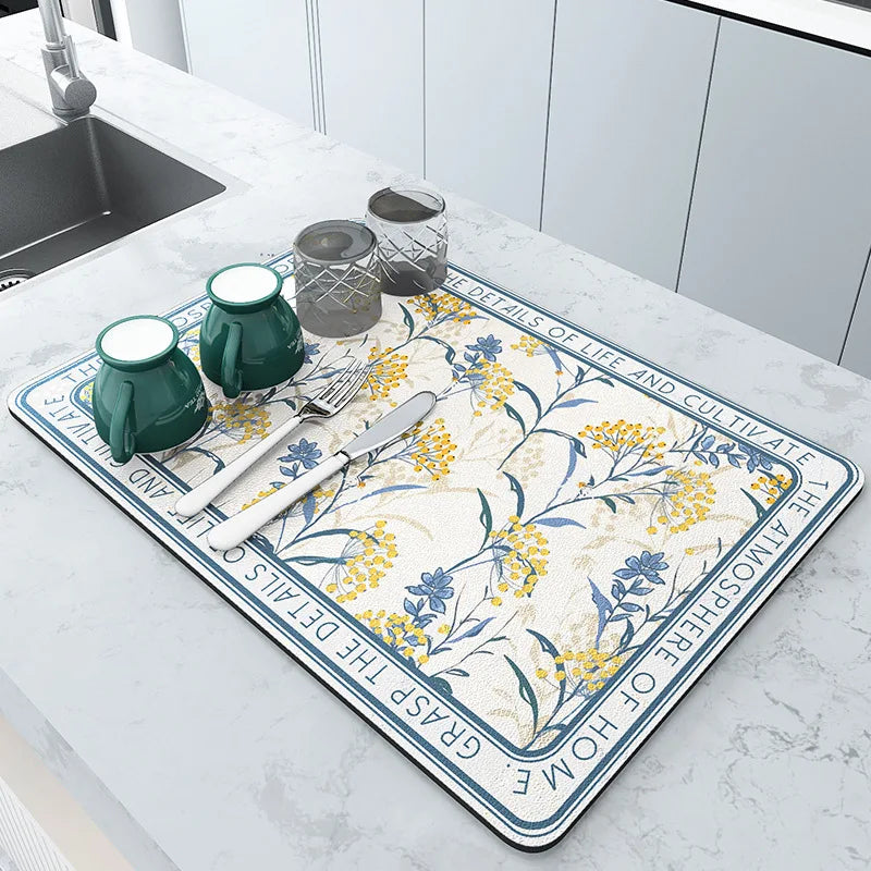 Dry Dishes. Protect Counters. Stay Stylish. — Super Absorbent Kitchen Dish Drying Mat | Anti-Slip, Quick Dry, Drain Pad, 4 Sizes, Multiple Colors