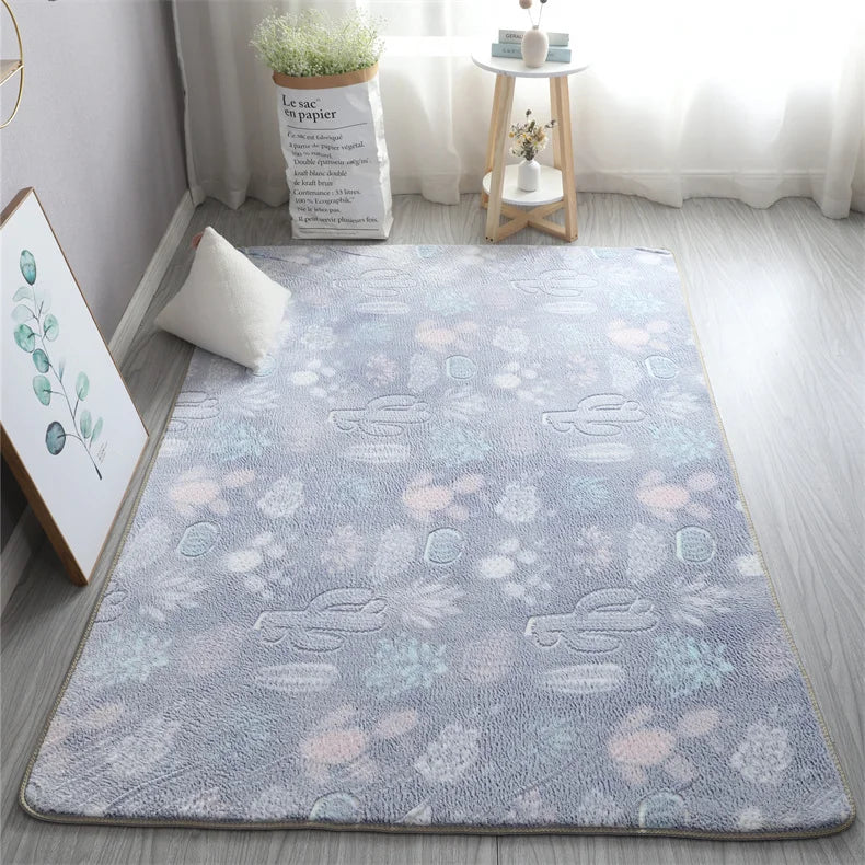 Rainbow Unicorn Glow in the Dark Area Rug – Large Kids Room Carpet with Stars
