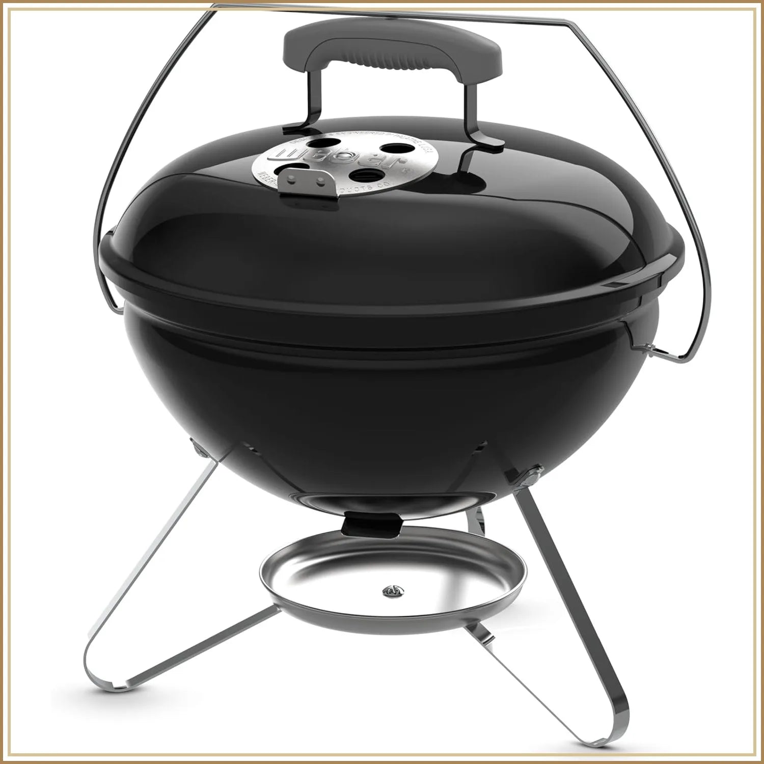 Portable 14" Charcoal Grill | Compact BBQ Kettle, Lid Lock, Porcelain-Enameled Finish, 10.5 lbs, Camping, Tailgating & Balcony