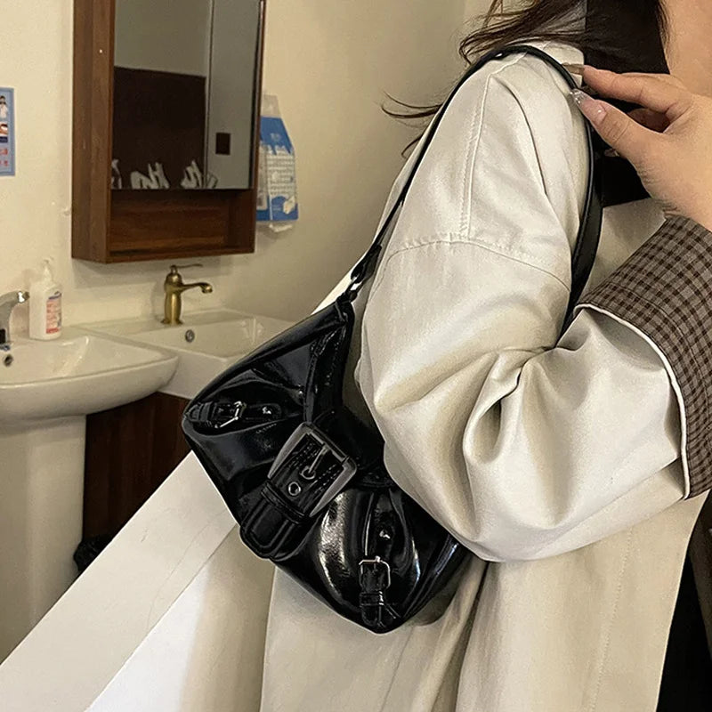 Y2K Retro Pleated Hobo Shoulder Bag – Maillard Style Underarm Clutch for Women