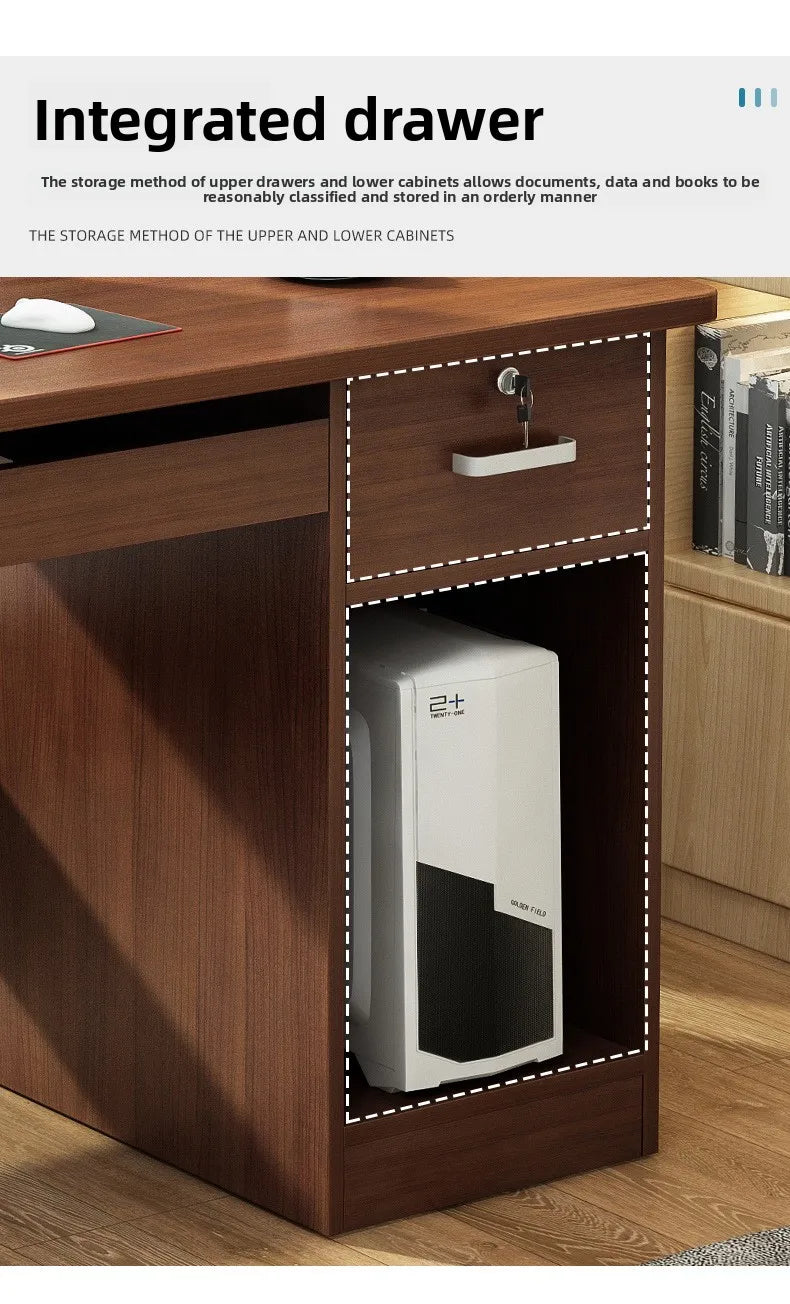 Modern Minimalist Writing & Computer Desk — Durable Wood Office Desk in Oak & Dark Walnut