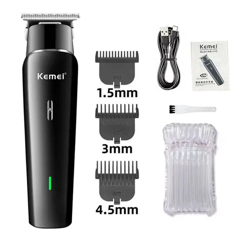 Kemei KM-1115 Professional Hair Clipper – USB Fast Charge, 160-Min Battery, Low Noise, Cordless