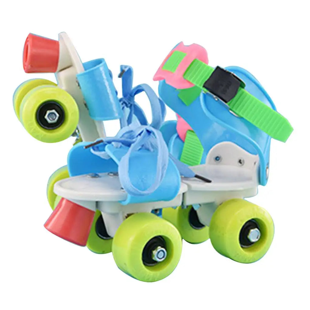 Kids Roller Skates – Double Row 4-Wheel Adjustable Skating Shoes for Boys & Girls, Sliding & Slalom