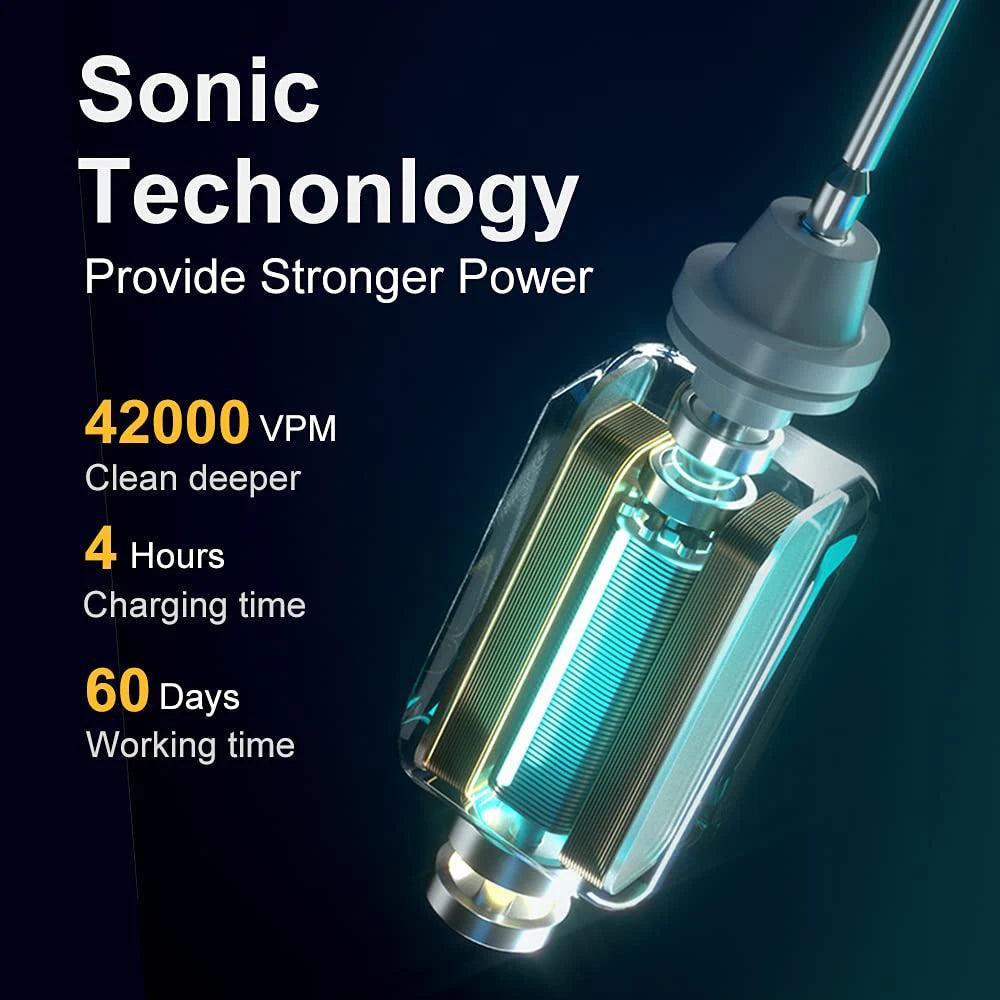 Sonic Electric Toothbrush – 6 Cleaning Modes, 42,000 VPM, IPX7 Waterproof, 8 Brush Heads Included