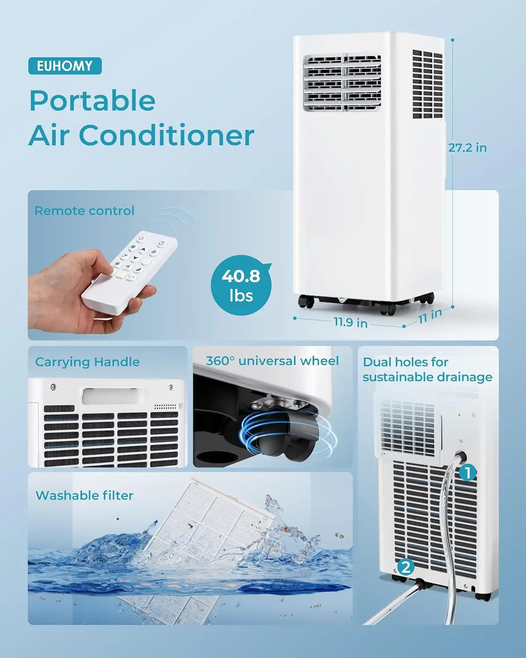 Portable Air Conditioners 12000 Btu 3 in 1 Portable Cooling AC with Dehumidifier Floor Air Conditioner for Home