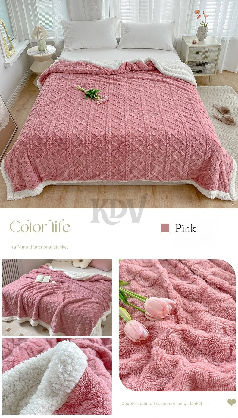 Double-Layer Fleece Blanket – Plush Sofa & Bed Comfort