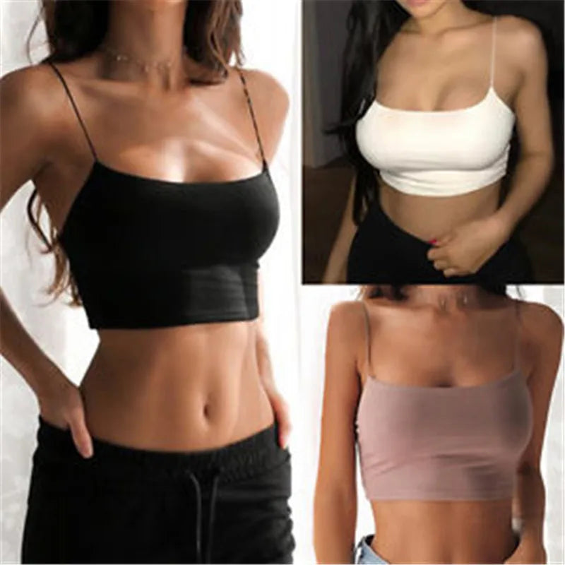 Sexy Black Halter Crop Top – Backless Camisole Tube Top Sleeveless Cropped Vest for Women