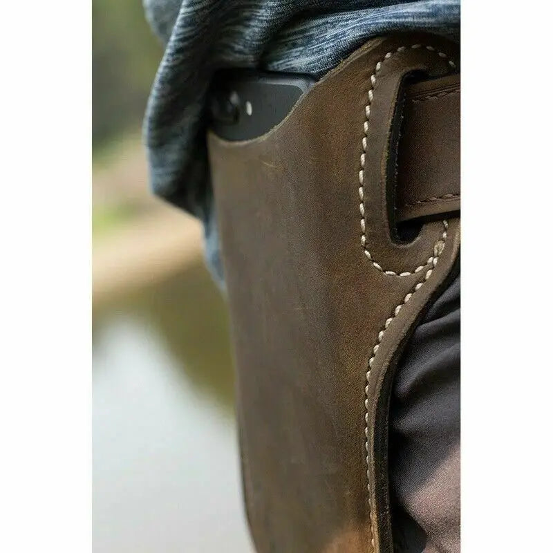Men's Leather Phone Holster Belt Bag – Cellphone Loop Waist Pouch & Running Travel Wallet
