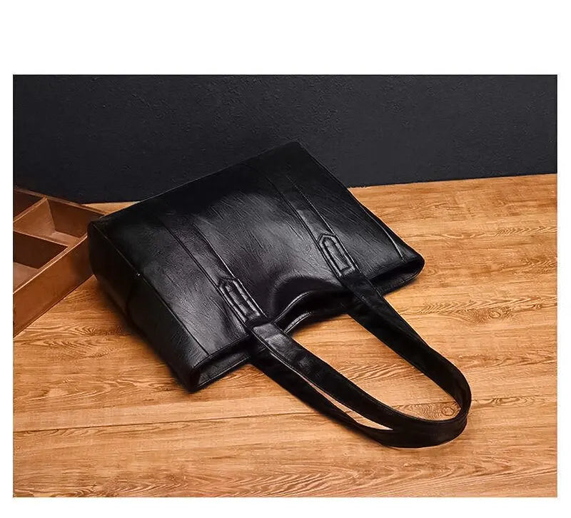 Vintage Large Capacity Shoulder Bag – Plain Commuter Handbag for Women