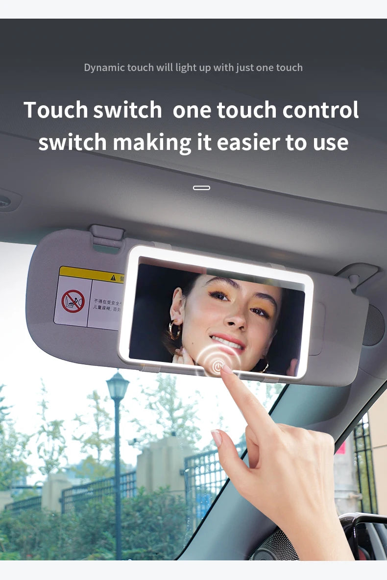 LED Car Sun Visor Vanity Mirror — Rechargeable HD Makeup Mirror