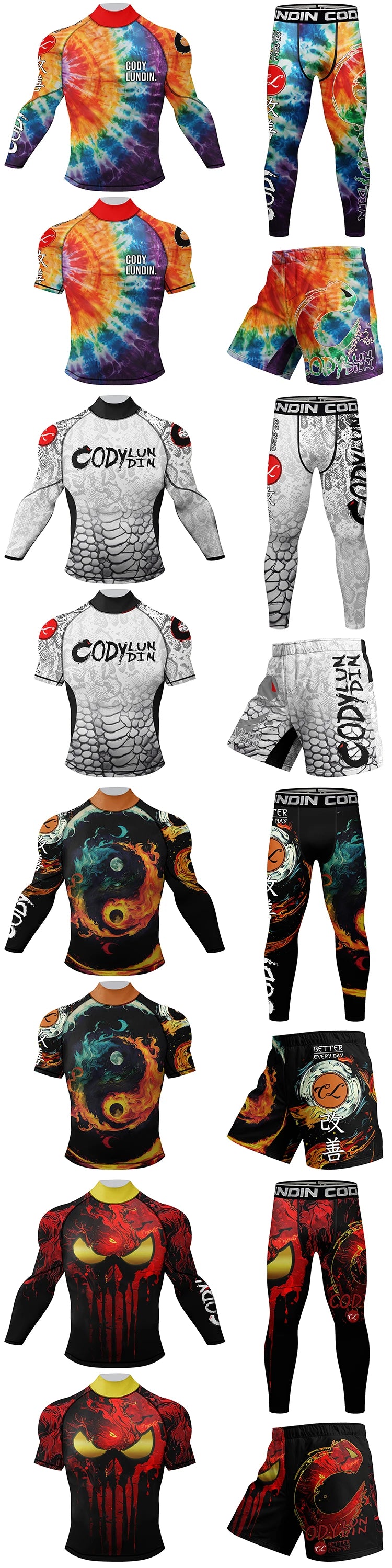 Men's MMA Rash Guard 4-Piece Fight Set – Sublimation Print Grappling Suit