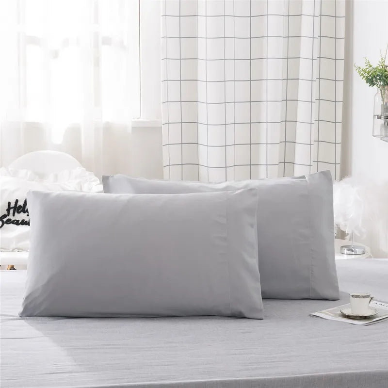 Luxurious Solid Color Pillowcase 2-Pack – Soft Hypoallergenic Pillow Cover, Black, Grey & Pink