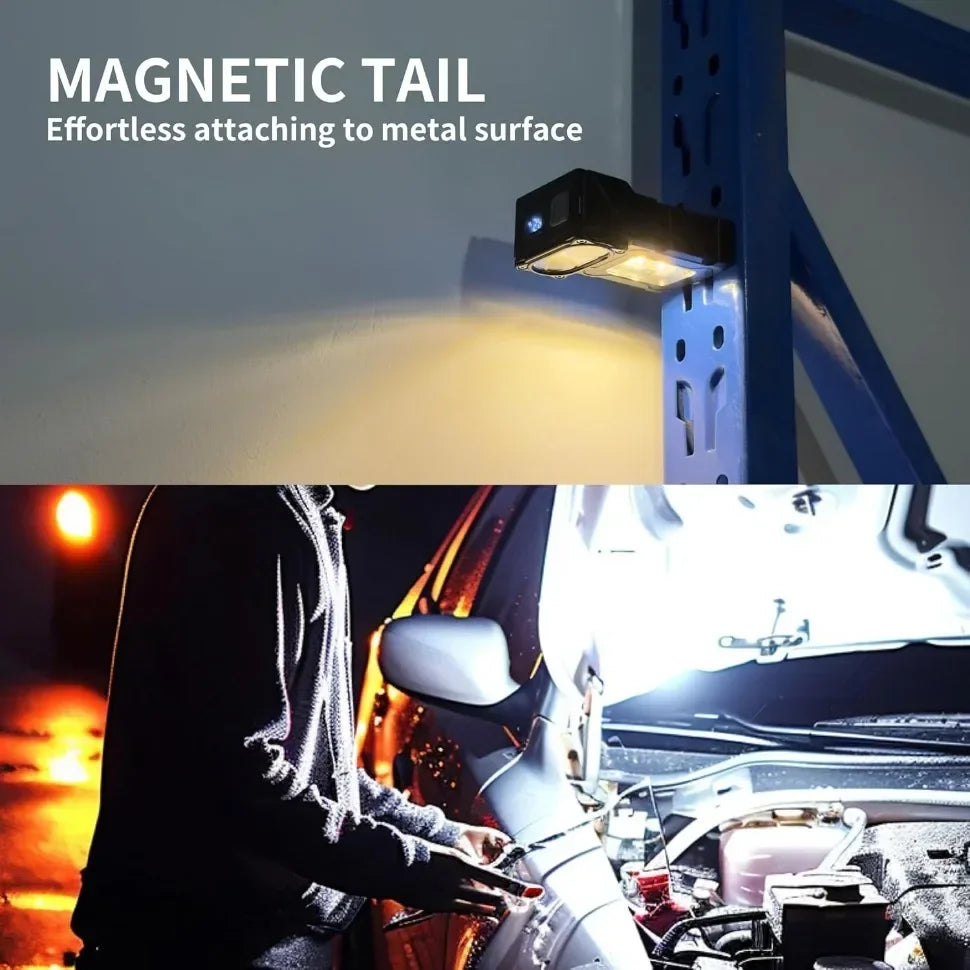 Rechargeable EDC Magnetic Mini Work Light – Adjustable LED Camping Lamp for Hiking, Fishing & Emergencies