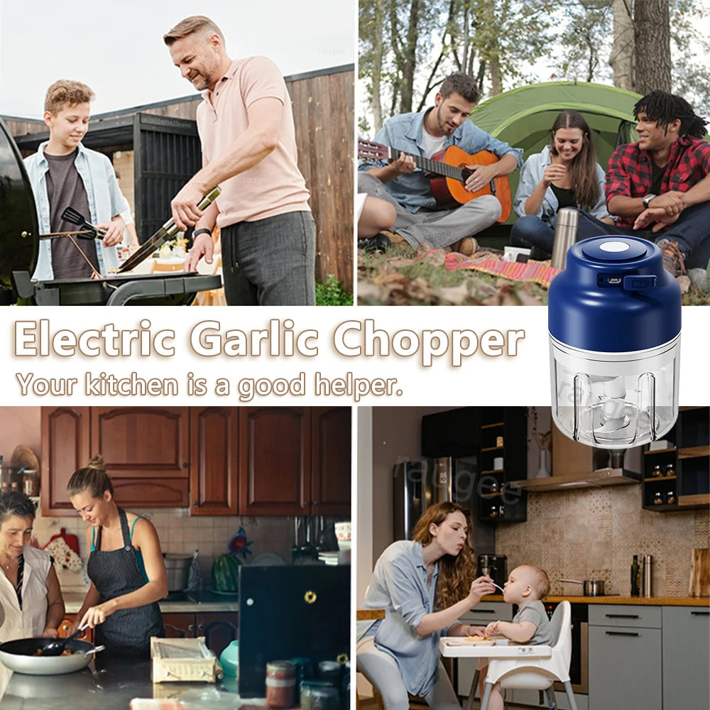 Electric Garlic Chopper 320ML — USB Rechargeable Mini Food Chopper & Meat Grinder